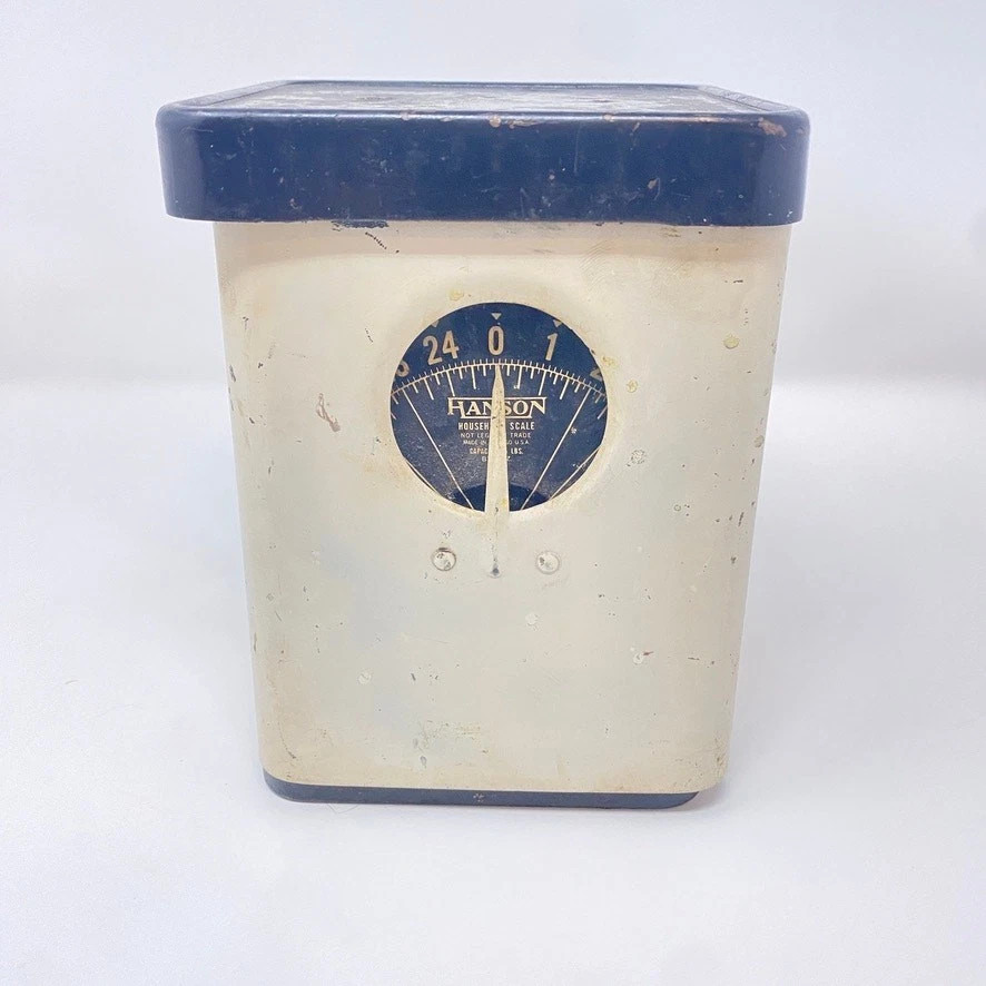 Винтажные антикварные стальные бытовые весы Hanson ретро 1950-е грузоподъемность 25 фунтов - Изображение 1 из 4