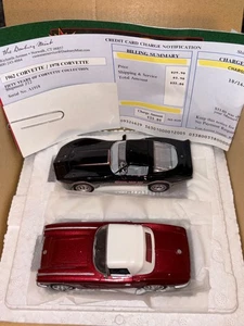 Danbury Mint 1:43 1962 Maroon Corvette / 1978 Black Pace Car Corvette PAIR NEW - Picture 1 of 5