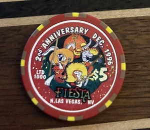 FIESTA HOTEL CASINO (LTD 1000) $5 Casino chip Las Vegas, NV Feliz Año Nuevo 1997 - Imagen 1 de 2