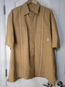 TIMBERLAND Mens Short Sleeve Shirt XL Tan 100% Cotton EUC - Picture 1 of 9