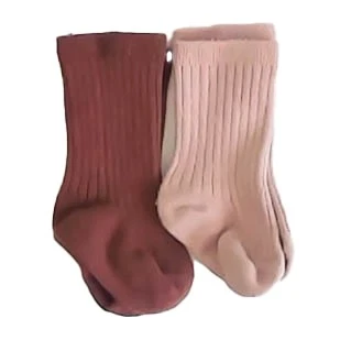 Juego de calcetines acanalados Rylee + Cru ladrillo y rosa bebé 0-3 meses accesorios suaves Foto 1 de 2