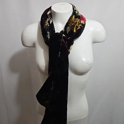 NWT Talbots Scarf Double Sided Floral Velvet Silk Blend 57" x 8" - Image 1 of 3