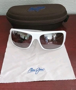 MAUI JIM FIVE CAVES MJ283-05 61.5/16-125 WHITE FRAME SUNGLASSES. ITALY. W/CASE - Picture 1 of 14
