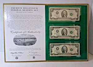 1995 $2 Star Premium Millennium FRN Set BEP Issued 12 Matching Notes Very Scarce - Picture 1 of 24