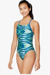 Speedo Mujer ProLT Talla 12/38 Azul Verde Equipo Colores Una Pieza Espalda Corredora Nuevo con Etiquetas - Imagen 1 de 10