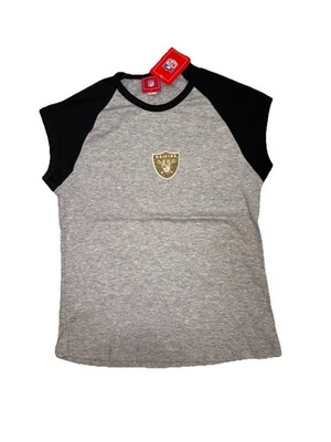 Blusa de dos tonos de muñeca bebé sin mangas vintage Y2K NFL OAKLAND RAIDERS GLITTER TOP Foto 1 de 4