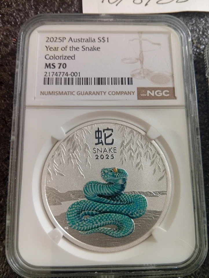 2025P Australia $1 Coin Year of the Snake NGC MS70 Colorized toppop black Friday - Image 1 of 1