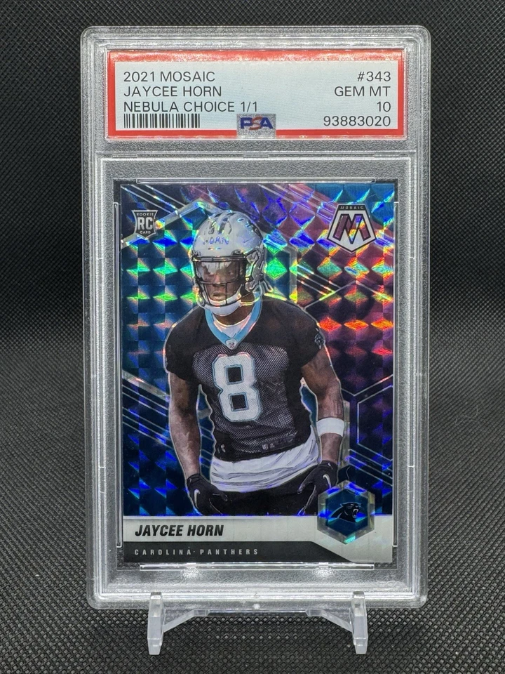 2021 Panini Mosaic Jaycee Horn RC Nebula Choice 1/1 PSA Gem Mt 10 Panthers - Image 1 of 4