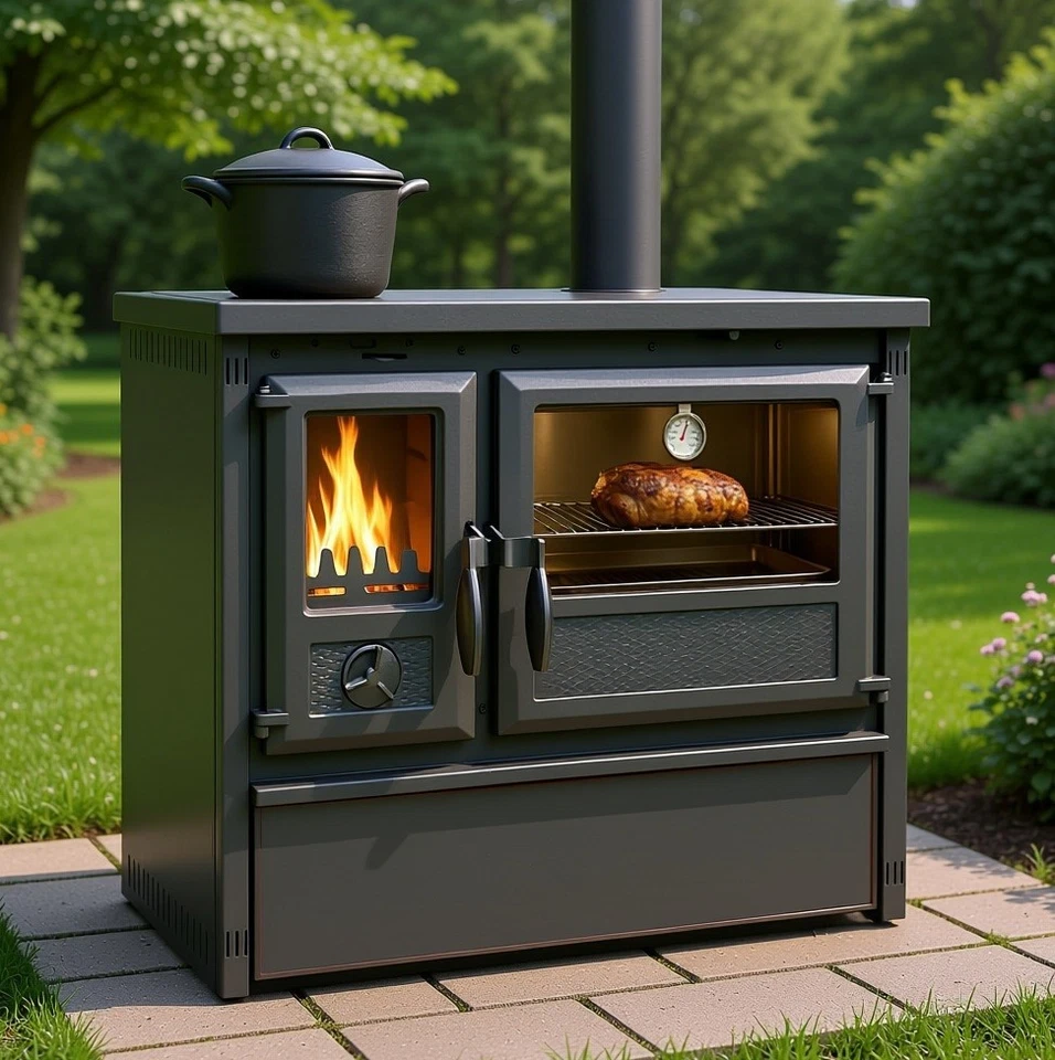 TRGO-PRODUKT Outdoor-Küchenofen Außenküche Holzherd Modell Forno - gussgrau