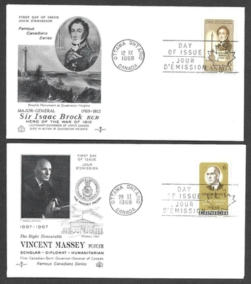 CANADA FDCS 1969 SCOTT #491, #501 DAY OF ISSUE ROSE CRAFT COVERS Foto 1 de 2