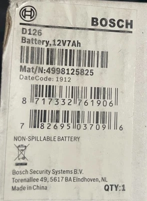 Bateria de reserva Bosch D126 12V 7Ah selada chumbo-ácido - Imagem 1 de 3