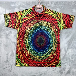 Play Loud Golf Polo Mens M Vibrant Colors Geometric Spiral Performance Shirt - Picture 1 of 8