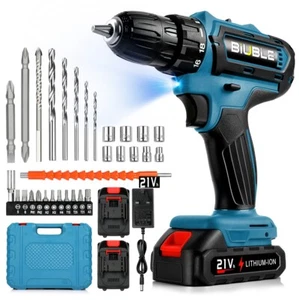 2 Battery 21V Cordless Drill Combi Driver High Power Electric Screwdriver Set UK - Picture 1 of 8