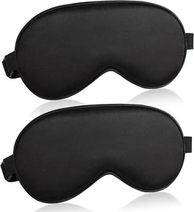 2 Pack Sleep Mask Night Cover Eye Sleeping Silk Satin Masks for Women Men - Picture 1 of 6