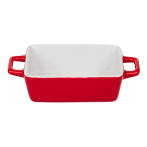 Baking Dish Serving Oven to Table Ceramic Mini Stoneware Rectangular Tray Red - Picture 1 of 9
