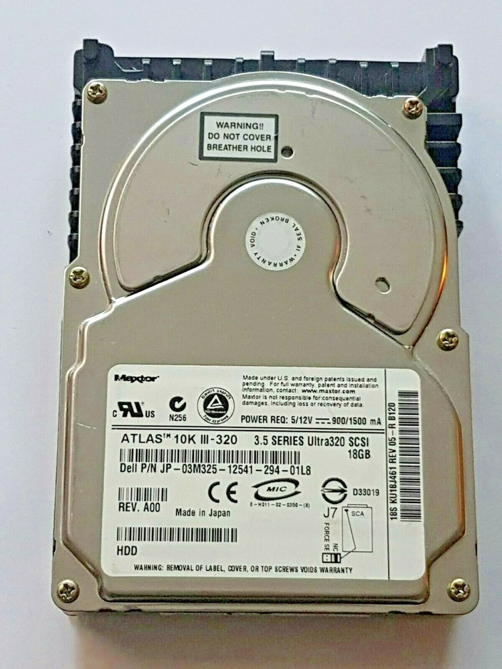 18 GB Maxtor Atlas KU18J461 Rev-05-R 10K Ultra320 SCSI 80pin 3,5 " Hard Drive - Image 1 of 1