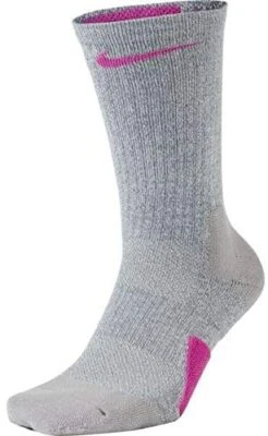 Nike Elite Dri Fit Crew Socks - SX7622 050 - Grey / Fuchsia - Size S (3Y-5Y) NWT - Image 1 of 4