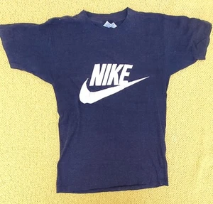 Vintage NIKE T-Shirt Navy Blue Center Swoosh Spellout White - Picture 1 of 7