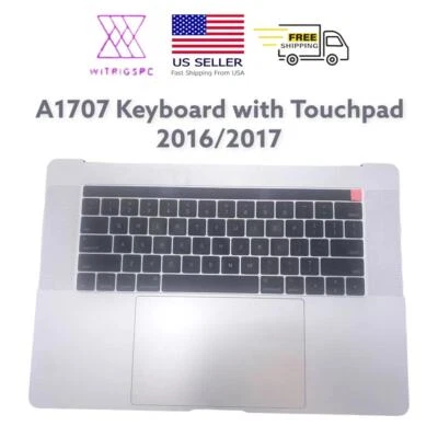 MACBOOK PRO 15" A1707 TOP CASE PALMREST TOUCHPAD BATTERY SILVER GRADE A KEYBOARD - Image 1 of 4