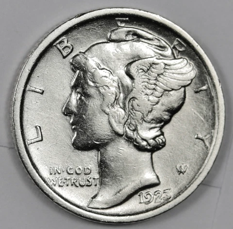 1923 Mercury Dime.   AU.  Inventory I.    180332 Cover
