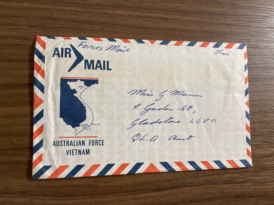 Cubierta militar de Australia años 60 + Guerra de Vietnam + AFPO #04 + franqueo libre + caché de mapa Foto 1 de 1