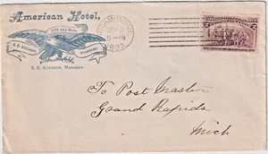 Richmond VA 1893 2c columbian Illust advt cover Patriotic AMERICAN HOTEL (g377) - Picture 1 of 2