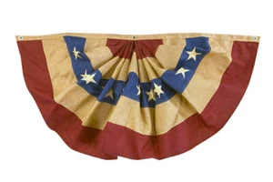 Burlap Patriotic Bunting USA 72" x 36" Pleated Banner w/ Grommets Briarwood Lane - Picture 1 of 4