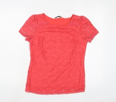 Camiseta básica de poliamida rosa Oasis para mujer talla S cuello redondo Foto 1 de 4