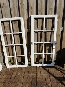 Deko Sprossen-Holzfenster o. Glas Weiß für Schaufenster 2 Stck. + Schild - Bild 1 von 6