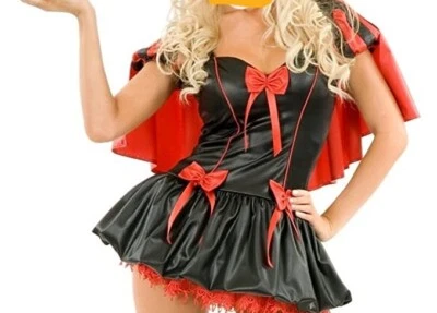 CHARADES SNOW WHITE THE DARK SIDE RED BLACK CAPE HEADBAND DRESS UP COSTUME S - Image 1 of 4