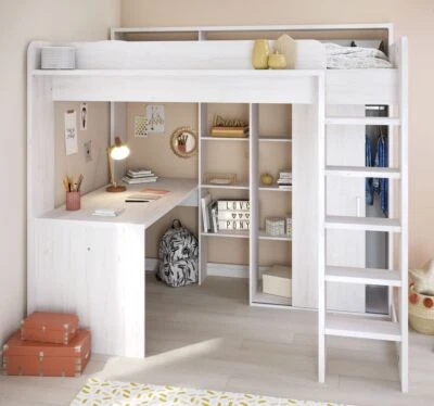 Hochbett Kiefer hell Stauraumbett Funktionsbett Jugendzimmer Parisot Higher - Bild 1 von 4