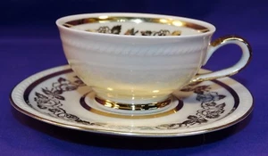 VINTAGE WINTERLING GERMANY DEMITASSE CUP & SAUCER CREAM W/ GOLD ACCENTS & TRIM - Picture 1 of 9