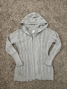 SO Open Front Sweater With Hoodie Gray Cardigan Size XL - Picture 1 of 6