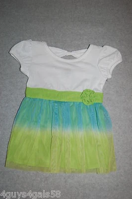 Vestido BLANCO TOP Roseta TURQUESA VERDE LIMA Espalda Abierta 12 MO Niño Bebé Niñas Foto 1 de 2