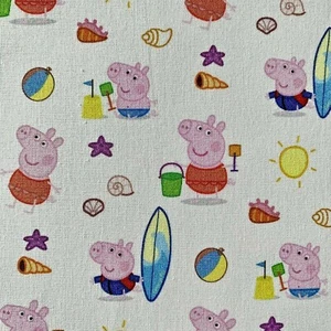 FQ PEPPA PIG GEORGE DINOSAUR BEACH SANDCASTLE CHILDREN FABRIC CHARACTER - Picture 1 of 2