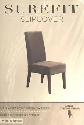 Sure Fit Dining Room Chair Slipcover Stretch Pique Tan Khaki A02057 NEW - Image 1 of 3