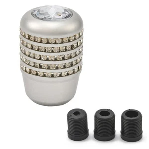 Silver Universal Shift Knob with Bling Shiny Diamond Car Gear Knobs Handle Stick - Picture 1 of 11