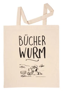 The Peanuts Snoopy bolsa de tela gusano de libro bolsa de yute algodón beige - Imagen 1 de 2