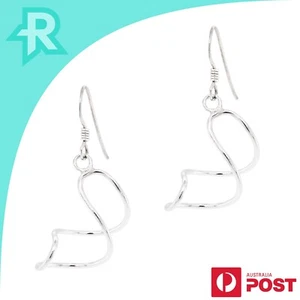 Single Twist Loop Wirework Sterling Silver 925 Hook Earrings - Picture 1 of 6