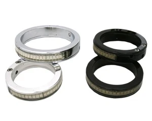 MBW Wrap Around LED Motorcycle Fork Turn Signal Kit - Chrome w/ Smoked Lens 49mm - Picture 1 of 10