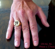 Family Crest Ring Custom Engraved 9KT Gold Extra Large 19x17