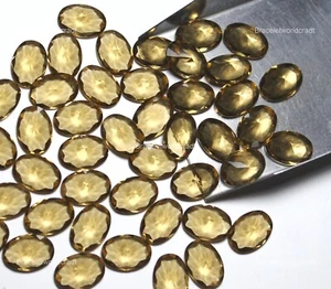 Oval Smokey Quartz Faceted Artisan Lab-Created 10 Pcs Wholesale Lot 4x13x18 mm - Picture 1 of 3