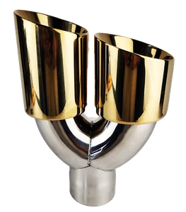 3" IDX4"X10" -Doble Doble Pared Inclinada Corte S/S Oro Punta de Escape Ángulo Lateral 1640GD - Imagen 1 de 2