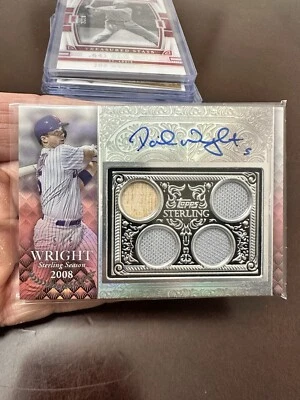 Topps Sterling David Wright Autograph! 5/5 Quad Game Bat Jersey Mint! - Image 1 of 4