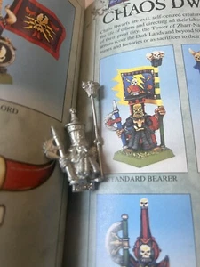 Games Workshop Warhammer Chaos Dwarves Dwarf Standard Bearer Metal 1992 GW OOP - Picture 1 of 3