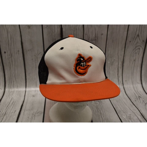 VINTAGE Baltimore Orioles Hat Trucker Mesh MLB Cap USA Made Mascot Patch Cover