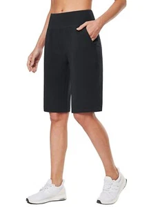 12" Cotton Womens Bermuda Long Shorts Knee Length Athletic Sweat Casual Loung... - Picture 1 of 7