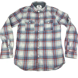 On the Byas Men's Flannel Long Sleeve Button Up Shirt Gray Blue Red Size Medium - Picture 1 of 11