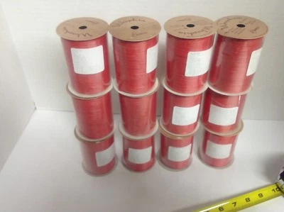 BERWICK 12 Rolls 7490063 Matte Imperial Red Wraphia Ribbon 1/4" x 20 yards EA.240 yards