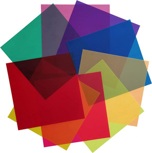 18 Pack Light Gels Colored Overlays Transparency Color Film Plastic Sheets 